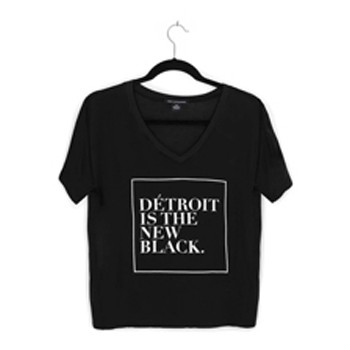BlackOwnedBusiness DETROIT IS THE NEW BLACK French Woodward V Neck Tee