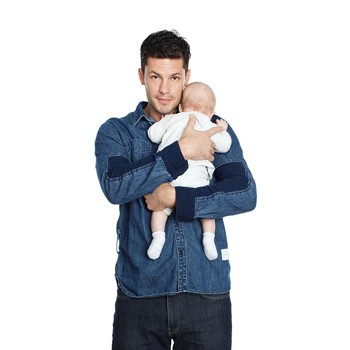 BlackOwnedBusiness FATHER FIGURE PATERNITY PACK BOOKER DENIM SHIRT LUCA T SHIRT BANDANA BURP RAG SET