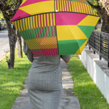 Umbrella Mockup Featuring A Woman Walking Down The Street  ()