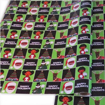Single Roll – Green And Black Melanin Moments Holiday Design With English Text