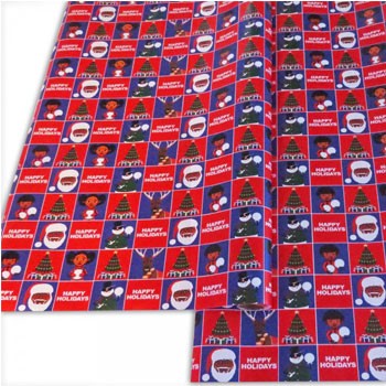 Single Roll – Red And Blue Melanin Moments Holiday Design With English Text